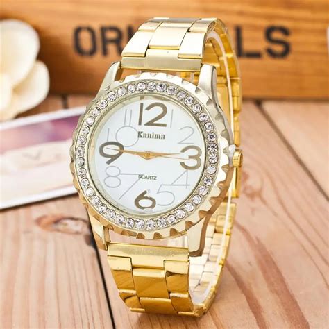 2018 New Famous Brand Gig Numbers Women Gold Geneva Stainless Steel Quartz Watch Casual Analog