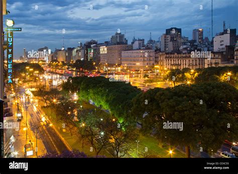 Avenida De Julio At Night Buenos Aires Argentina Stock Photo Alamy