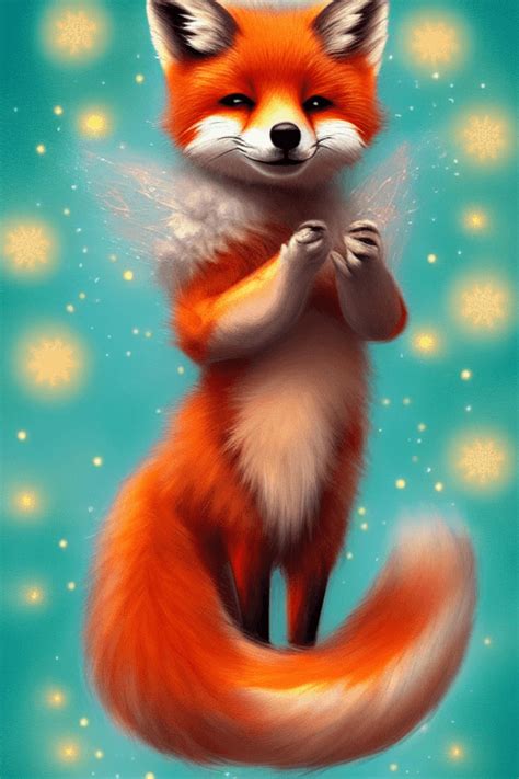 Kawaii Cute Fluffy Fox In Puffy Gator Style Creative Fabrica