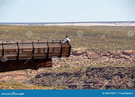 Tourist on the Kalbarri Skywalk in Kalbarri National Park Stock Image ...