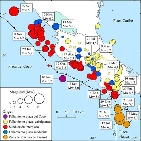 Mapa Epicentral De Los Sismos Sentidos En Costa Rica Durante El 2021