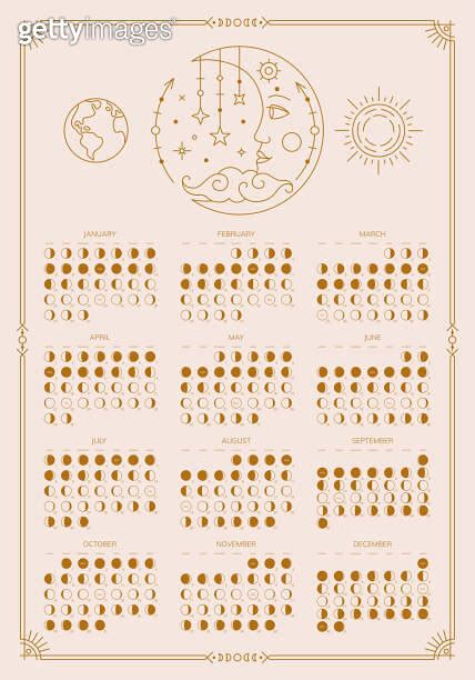 Moon Calendar Template Lunar Phases Moonlight Activity Stages