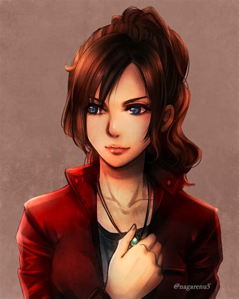 Safebooru 1girl Blue Eyes Breasts Brown Hair Claire Redfield Closed Mouth Denim Jacket Jewelry