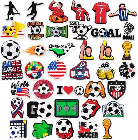 40 Pcs Soccer Croc Charms For Boys Girls Football Croc