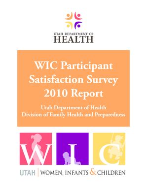 Fillable Online Health Utah Wic Participant Satisfaction Survey