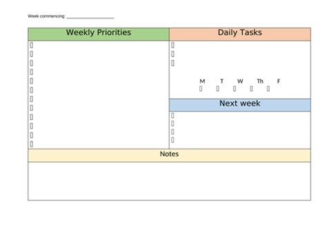 Teacher Weekly Planner Template Teaching Resources