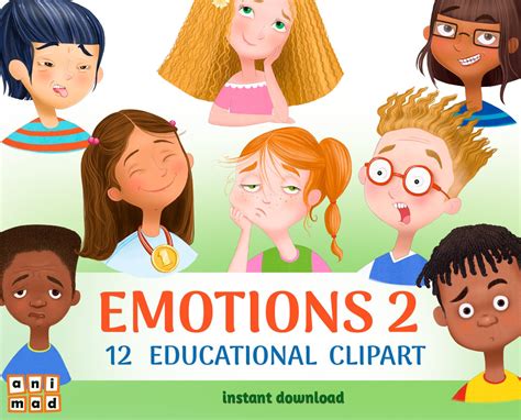 Emotions Clip Art Feelings Clipart Educational Kids Etsy