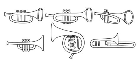 Premium Vector Set Of Doodle Trumpet Classical String Musical Instrument