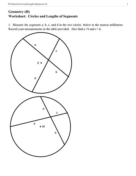 Construction Of Circle Worksheet