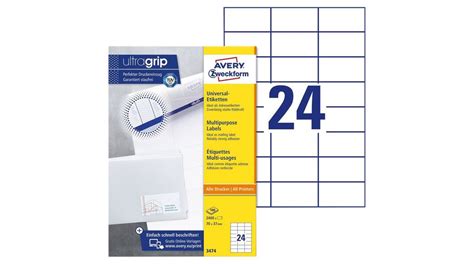 3474 Avery Zweckform Etiquettes Multi Usages Papier 70 X 37mm 100x