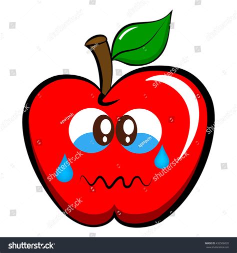 Crying Apple Emoticon Emoji Sad Upset Stock Vector (Royalty Free ...