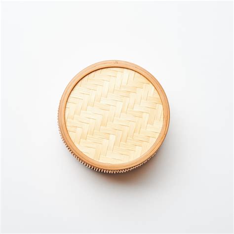 Hexagonal Suruga Bamboo Basketry Basket With Lid Musubi Kiln