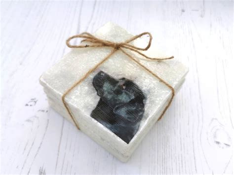 Black Labrador Coasters Set Cute Marble Coasters With 2 Etsy UK