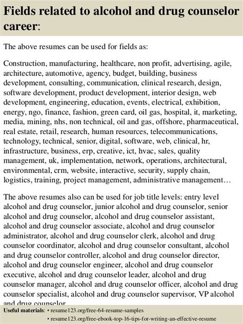 Top 8 Alcohol And Drug Counselor Resume Samples