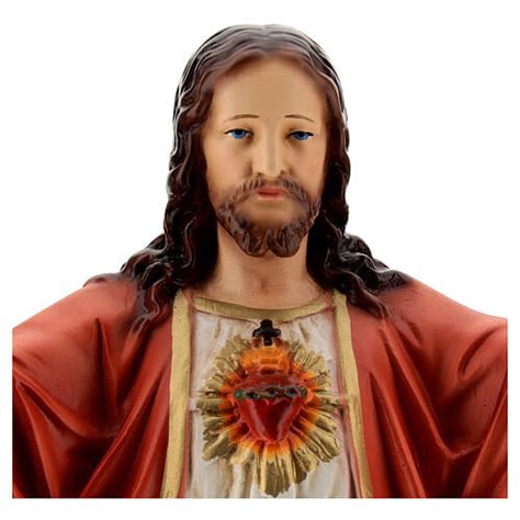 Statue Of The Sacred Heart Of Jesus With Open Arms In Fibreglass Cm