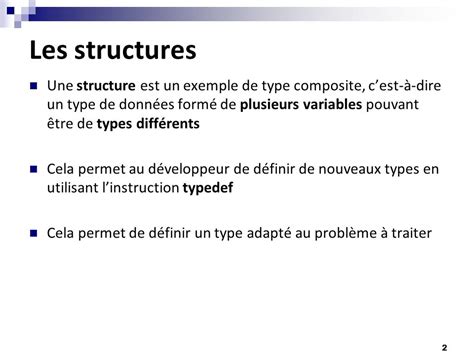 Cours De Langage C Les Structures Ppt T L Charger