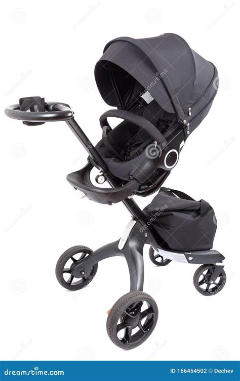 Modern Baby Stroller Isolated On White New Baby Carriage Stock Photo