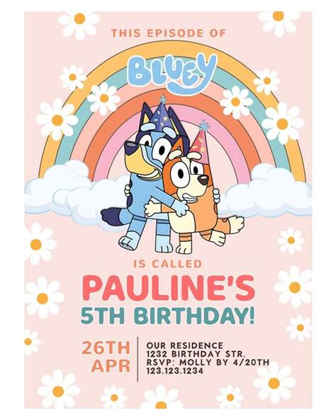 Printable Bluey Party Invitations Get Ready To Celebrate With Bluey And Bingo Perfect Party