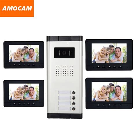 4 Units 7" Monitor Apartment intercom system Video Door Phone Door ...