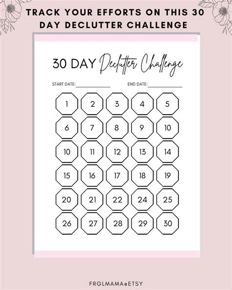 30 Day Declutter Challenge Declutter Tracker Printable Etsy