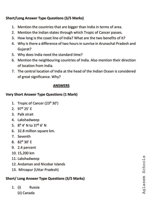 Cbse Notes Class 9 Social Science India Size And Location