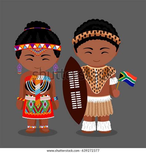 Zulu Tribe Zulus National Clothes Flag Stock Vector (Royalty Free ...