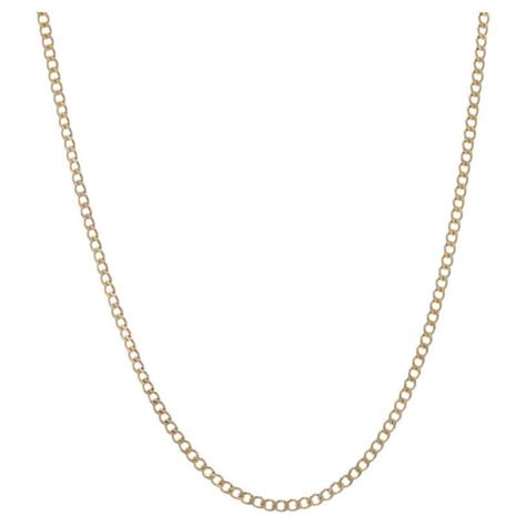 Yellow Gold Diamond Cut Curb Chain Necklace 14k For Sale At 1stdibs