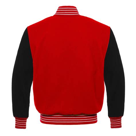 All Wool Letterman Varsity Jacket Red Black White Outlines Skaf Impex