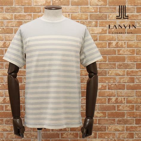 【未使用】1円 春夏 Lanvin Collection 52サイズ 日本製tシャツ やわらか綿ジャージー ボーダー 万能 カットソー 半袖