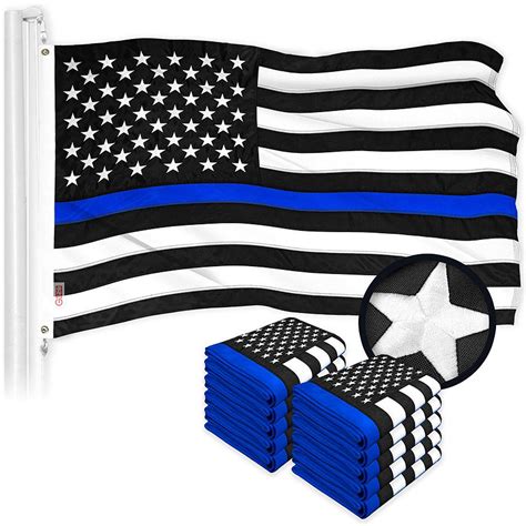 G128 Thin Blue Line State Flag 3x5ft 10 Pack Embroidered Polyester Oriental Trading