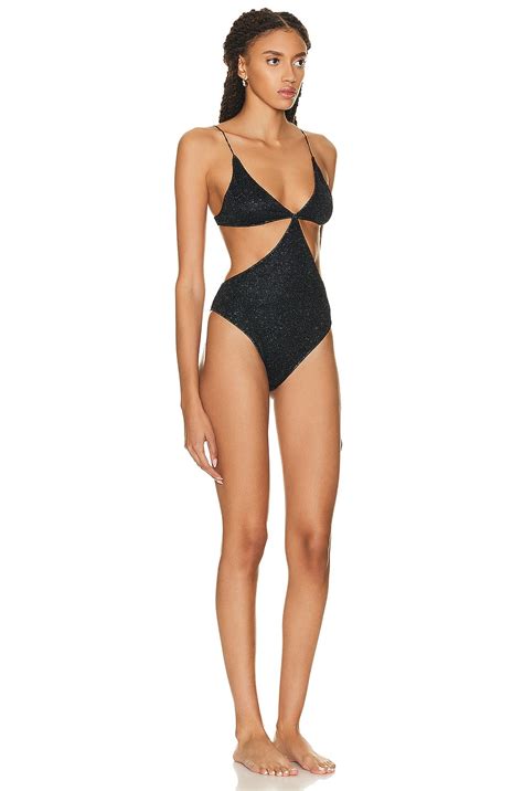 Oseree Lumiere Cut Out One Piece Swimsuit In Black Fwrd