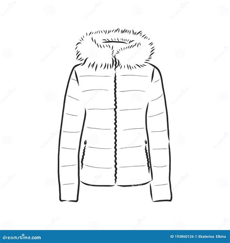 Vector Sketch Parka Jacket Winter Outerwear Warm Jacket Vector