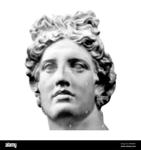 Halftone Greece Modern Statue Collage Design Element In Trendy