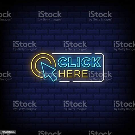 Click Here Neon Sign Style Text Stock Illustration Download Image Now