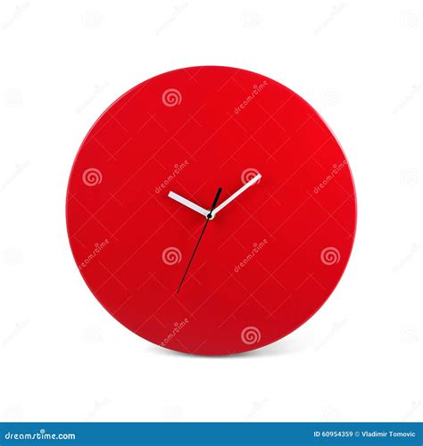 Reloj De Pared Redondo Simple Rojo Reloj Aislado En El Fondo Blanco