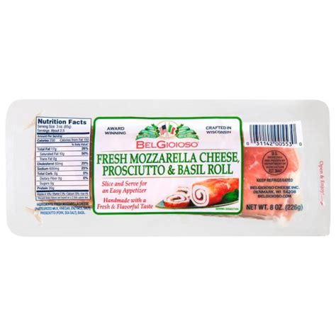 Belgioioso Roll Fresh Mozzarella Cheese Prosciutto And Basil Publix Super Markets