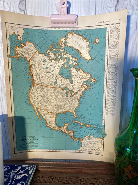 North America Map 1937 Cool Old Map Of North America Etsy