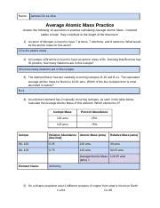 Practice Calculating Average Atomic Mass Course Hero