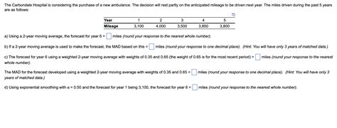 Solved A Using A Year Moving Average The Forecast For Chegg