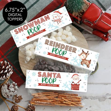 Digital Reindeer Poop Topper Santa Poop Topper Snowman Poop Topper