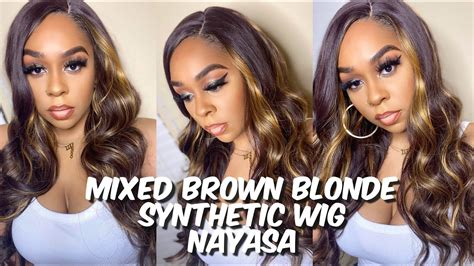 GORGEOUS LONG WAVY MIXED BROWN BLONDE SYNTHETIC WIG NAYASA Lindsay