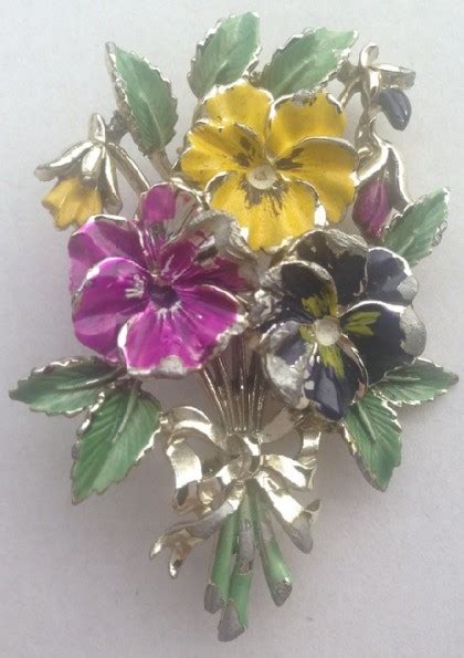 Rare Vintage Brooch Exquisite Pansies England Is Marked Exquisite