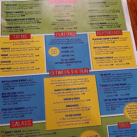 Menu at Shaggy's Biloxi Beach pub & bar, Biloxi, Beach Blvd