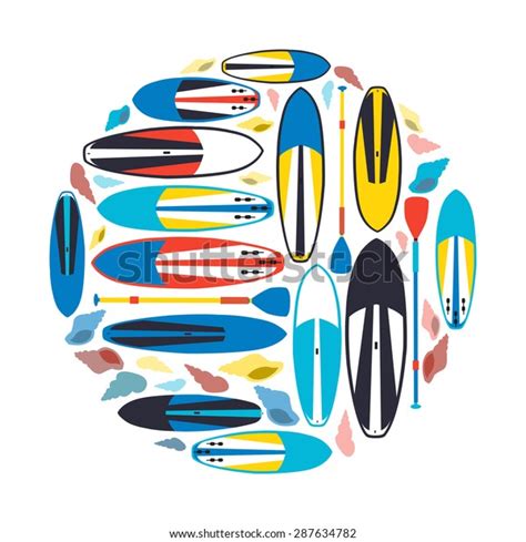 Vector Illustration Stand Paddle Boards Paddles Stock Vector Royalty