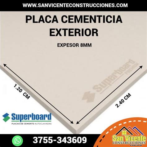 Placa Cementicia Superboard Mm X M Paredes Exteriores Durlock