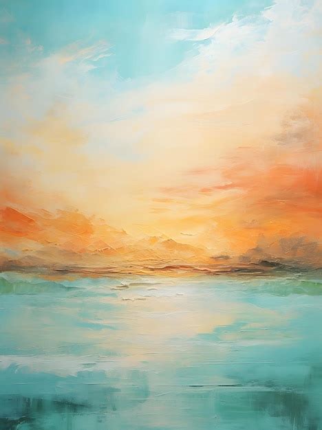 Premium AI Image | sunset on the lake painting