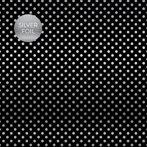 Black Silver Foil Dot Dots And Stripes 12x12 Cardstock Carta Bella