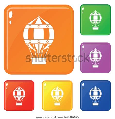 Old Fashioned Helium Balloon Basket Icons Stock Vector Royalty Free