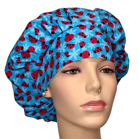 Scrub Caps Turquoise Garden Ladybugs Scrubheads Scrub Hats For Women