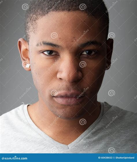 Close Up Headshot Portrait Of A Handsome Black Man Stock Image Image